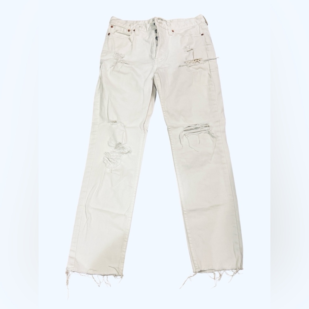 FP Chic Distressed Off white/Cream Skinny Jeans with Lacey detail